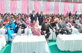 Guests enjoy the cultural programme during a farewell function hosted by the Sri Guru Harkrishan Public School for the students of class X in Bathinda on Saturday