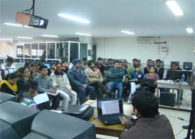 The workshop on ethical hacking in progress at the Punjab Technical University Giani Zail Singh Campus in Bathinda on Friday