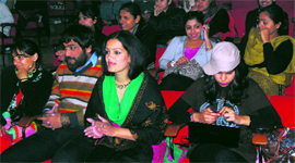 Students at the alumni meet of the English department, Panjab University, Chandigarh, on Saturday.
