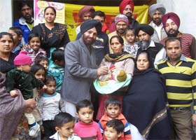 Polio drops being administered to a child at Mamdot in Ferozepur district on Sunday
