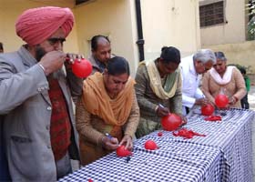 Grandparents of students of the junior wing of DPS participate in activities during the celebration of Granparents Day in the school in Bathinda on Saturday