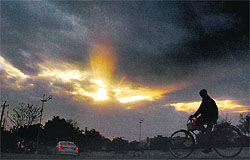 A view of the cloudy sky at Sector 35 in Chandigarh on Sunday