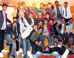 Students of class XII, Oak Grove School, at a farewell party in Mussoorie on Sunday