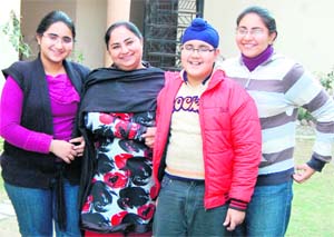 Jyoti Kapoor with her children at her residence in Amritsar on Monday.