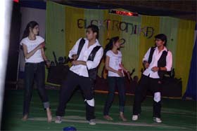 Students perform during the annual techno-cultural departmental festival, Elektronika, at the GZS campus of the PTU in Bathinda