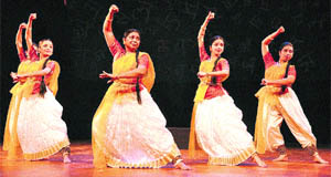 Artistes perform during the dance-play Khata at Tagore Theatre in Chandigarh on Tuesday. 