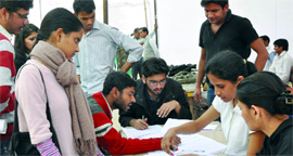 Candidates file their nominations papers for the students election on the JNU campus in New Delhi on Sunday.