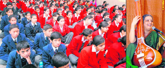 Students of Convent of Jesus and Mary School listens to Dr Ashwini Bhide Deshpande (right) with rapt attention in Dehradun on Tuesday. 