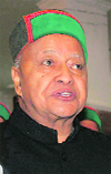 Virbhadra Singh, Union Minister, addresses mediapersons in Shimla 