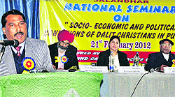 A seminar on socio-economic and political conditions of Dalit Christians in Punjab being held at Trinity College in Jalandhar on Tuesday