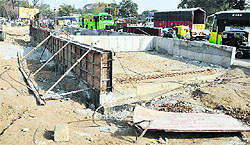 The incomplete pedestrian underpass opposite the Mini-Secretariat in Ludhiana on Tuesday