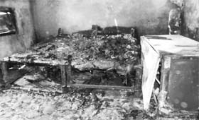 The burnt office of the petrol pump near Janetpur