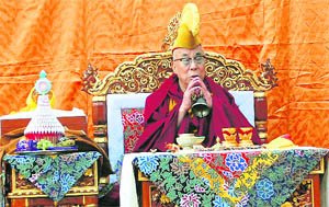 The Dalai Lama leads a prayer session on the first day of the Tibetan new year at McLeodganj in Dharamsala on Wednesday.