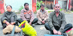 Sitaram (extreme right) and wife Sohdrabai stage a sit-in outside the Press Club in Jammu