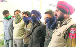 The gang members in the custody of the Ludhiana police on Wednesday. 