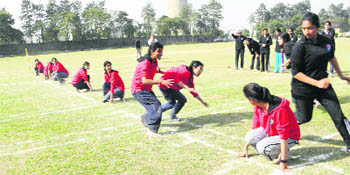 A kho kho match in progress during the annual athletics meet at Baba Jaswant Singh Dental College in Ludhiana. 