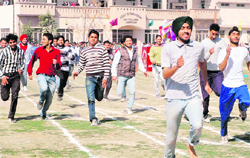 Students take part in an athletics meet at DAV College in Amritsar