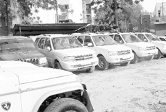 The stolen vehicles recovered by the police in Mohali on Thursday.