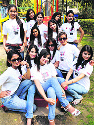 Participants of Super Model 2012 pose for a photo shoot in Chandigarh on Thursday.