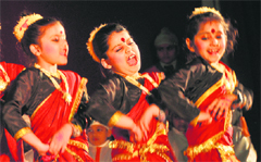 Students of Sat Paul Mittal perform a dance during a graduation ceremony in Ludhiana. 