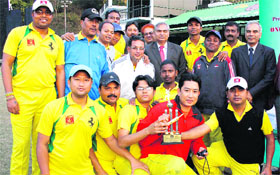 The Assam Aragons team that won the ONGC Cricket Cup Tournament in Dehradun on Friday.