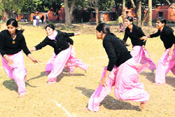 Students of Susana Methodist B.Ed Girls College during a kabaddi match at Roorkee in Haridwar on Friday. 