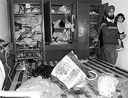 The ransacked room at a house in Zirakpur on Saturday