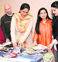 A stall put up by the Goonj team on Friday