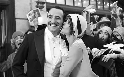 Jean Dujardin and Berenice Bejo in Michel Hazanavicius The Artist, a silent, black-and-white romance set in the early years of Hollywood.