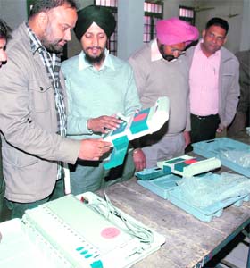The election staff attend a vote counting rehearsal in Amritsar