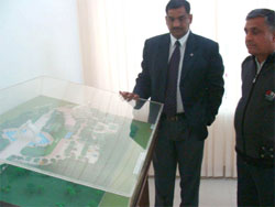 Rajesh Gupta, DIG, BSF (Ferozepur), explains the layout of the proposed modified visitors gallery at the Hussainiwala JCP on Sunday. 
