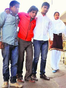Sikander (centre) being taken for a medical examination at the GMSH-16, Chandigarh, on Sunday. 