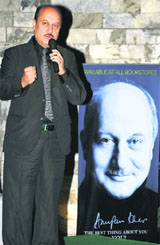  Actor-turned-motivational guru Anupam Kher talks about his self-help book The Best Thing About You Is You! at Gurgaon. 