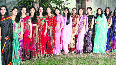 Students of Government College, Dharamsala, at a farewell party in Dharamsala on Sunday. 