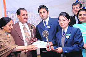 Student get award during the annual prize distribution ceremony of the Madhuban Academy of Hospitality and Research in Dehradun on Monday. 