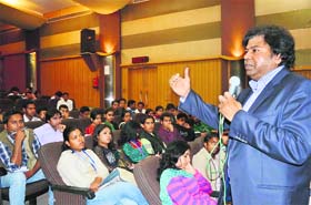 Manoj Shrivastva, CEO, Entertainment Society of Goa, addresses participants in a film appreciation course organised on the Kurukshetra University campus
