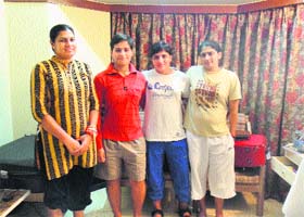 The selected girls along with coach Sunil Dabas (extreme left) in Jhajjar