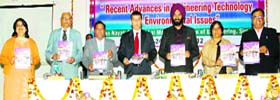 Manjinder Singh Sirsa (third from right) and others during the release of JCD Times at a conference in Sirsa