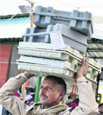 An official leaves Mathura for election duty