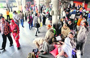 Harrassed passengers at the Sector-43 bus stand in Chandigarh