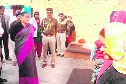 State Governor Margaret Alva interacts with women inmates of the Almora jail 