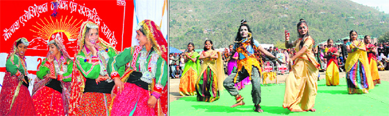 Students present a traditional Gaddi dance at the annual function of the Kailash Association in Dharamsala; artistes from Madhya Pradesh perform during Shivratri festival in Mandi