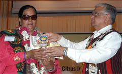 Karamjit Kaur being honoured.