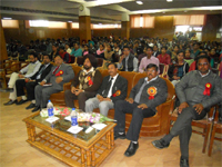 Guests, faculty members and students watch the Science Day proceedings at Baba Farid College of Engineering and Technology (BFCET) in Bathinda on Tuesday.