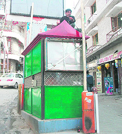 A new checkpost being built on Mall Road in Mussoorie.