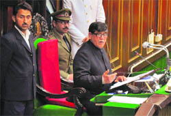 Speaker of the Legislative Assembly Mohammed Akbar Lone makes a statement over his remarks on the media in the Lower House