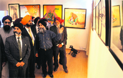 Ranjodh Singh, President, Punjab Lalit Kala Akademi, at an exhibition organised by the akademi at the PAU in Ludhiana. 