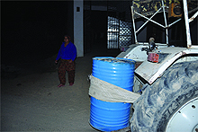 A tractor carries a drum containing kerosene allegedly meant to be sold in black at Kotbhara village. 