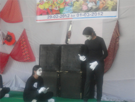 Students of Guru Kashi University present a mime act on the concluding day of the two-day youth festival organised in the campus in Bathinda on Thursday.