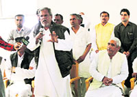 A Khap leader elaborates a point at a meeting in Hansi, near Hisar, on Thursday